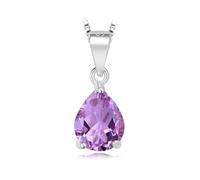 PVUVTNAHW Collana con ciondolo a forma di pera, 2 carati di topazio, citrino, granato e ametista, senza catena, in argento sterling 925, for donna(Natural Amethyst)