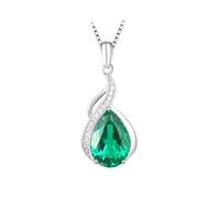 PVUVTNAHW Collana con ciondolo a forma di pera con smeraldo nano da 2,72 ct, senza catena, in argento Sterling 925, for feste quotidiane da donna