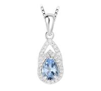 PVUVTNAHW Collana con ciondolo a forma di pera con topazio azzurro cielo naturale, senza catena, in argento sterling 925, for donne, gioielli for feste quotidiane.