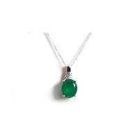 PVUVTNAHW Collana con ciondolo in agata verde naturale ovale in argento S925, gioiello di moda for donna