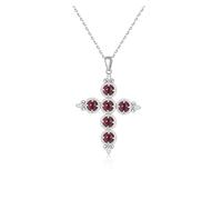PVUVTNAHW Collana con ciondolo in argento con gemme naturali, elegante e classica a forma di croce, con vari colori di gemme.(Garnet pendant)