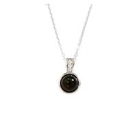 PVUVTNAHW Collana con ciondolo in argento con opale nero naturale for donna, gioielli for feste e compleanni