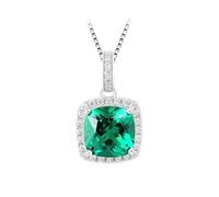 PVUVTNAHW Collana con ciondolo in argento sterling 925 con smeraldo nano simulato quadrato for donna, senza catena