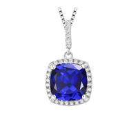 PVUVTNAHW Collana con ciondolo in argento sterling 925 con zaffiro quadrato creato e pietra preziosa, da donna, senza catena