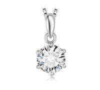 PVUVTNAHW Collana con ciondolo in argento sterling 925, senza catena, da donna, con taglio rotondo da 0,5 ct, 1 ct e 2 ct di moissanite di colore D.(0.5ct)