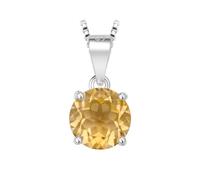 PVUVTNAHW Collana con ciondolo in granato, ametista, citrino, topazio azzurro cielo, naturale, rotondo da 2,32 ct, senza catena, in argento Sterling 925, for donna(Natural Citrine)