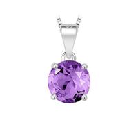 PVUVTNAHW Collana con ciondolo in granato, ametista, citrino, topazio azzurro cielo, naturale, rotondo da 2,32 ct, senza catena, in argento Sterling 925, for donna(Natural Amethyst)