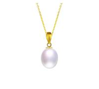 PVUVTNAHW Collana con ciondolo in oro 18 carati, perla d'acqua dolce naturale, gioiello pregiato con scatola regalo for donna(White s925 chain)