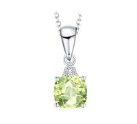 PVUVTNAHW Collana con ciondolo in peridoto autentico taglio cuscino naturale da 1 carato con catena a maglie da 18 pollici in argento sterling 925