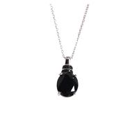 PVUVTNAHW Collana con ciondolo in spinello nero naturale in argento S925, gioielli raffinati for donna