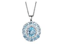 PVUVTNAHW Collana con ciondolo in topazio blu naturale, design rotondo, splendido gioiello da donna, in argento sterling 925