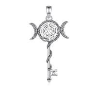 PVUVTNAHW Collana con dea della tripla luna Ecate in argento sterling 925 for donne e uomini, pendente con amuleto con chiave serpente(Only pendant)