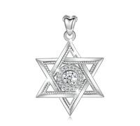 PVUVTNAHW Collana con pendente in argento sterling 925 con stella di David e zirconi cubici, gioielli con esagramma CZ(Only pendant)