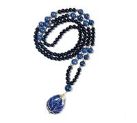 PVUVTNAHW Collana con Perle di onice Nero lapislazzuli con Pendente for Yoga