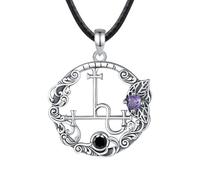 PVUVTNAHW Collana con sigillo Lilith in argento sterling 925. Ciondolo farfalla vintage con sigillo lunare demone for donna uomo(With 24 inch Rope)