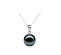 PVUVTNAHW Collana di perle di Tahiti nere di mare naturali vere con ciondolo in argento 925 alla moda, for donna(8-9mm)