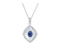 PVUVTNAHW Collana in argento S925 con pietra preziosa in zaffiro naturale e madreperla for donna, gioielleria raffinata