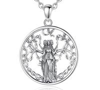 PVUVTNAHW Collana in argento sterling 925 con dea tripla della luna, personalità dei gioielli con ciondolo amuleto Ecate for uomini e donne(With 18 inch chain)