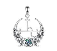 PVUVTNAHW Collana in argento sterling 925 con luna Lilith for donna, uomo, opale, tripla dea, ciondolo amuleto, gioielli di personalità(Only pandent)