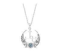 PVUVTNAHW Collana in argento sterling 925 con luna Lilith for donna, uomo, opale, tripla dea, ciondolo amuleto, gioielli di personalità(With 18 inch chain)