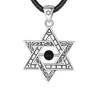 PVUVTNAHW Collana in argento sterling 925 con stella di David for donna, uomo, gioielli con pendente esagramma vintage(With 24 inch Rope)