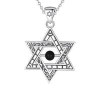 PVUVTNAHW Collana in argento sterling 925 con stella di David for donna, uomo, gioielli con pendente esagramma vintage(With 18 inch chain)