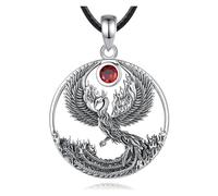 PVUVTNAHW Collana Phoenix in argento sterling 925 for donna, uomo, gioielli vintage con pendente a forma di sole(With 24 inch rope)