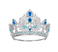 PVUVTNAHW Corona Nuziale Copricapo da Sposa Barocco zircone Diademi Compleanno Gioielli for Capelli for la Festa della Donna(Dark Blue)