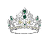 PVUVTNAHW Corona Nuziale Copricapo da Sposa Barocco zircone Diademi Compleanno Gioielli for Capelli for la Festa della Donna(Dark Green)