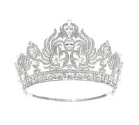 PVUVTNAHW Corona Nuziale Copricapo da Sposa Barocco zircone Diademi Compleanno Gioielli for Capelli for la Festa della Donna(Silver)
