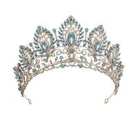 PVUVTNAHW Corona Vintage Opale Blu, Grande diadema, corone da Sposa for Donne, diademi, Abito da Sposa, Gioielli for Capelli, Principessa, Compleanno, Copricapo(Gold Opal Green)