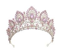 PVUVTNAHW Corona Vintage Opale Blu, Grande diadema, corone da Sposa for Donne, diademi, Abito da Sposa, Gioielli for Capelli, Principessa, Compleanno, Copricapo(Gold Opal Pink)