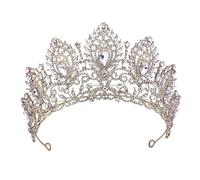 PVUVTNAHW Diadema Giallo Regina Diadema Corone da Sposa for Donne Diademi Abito da Sposa Corona Gioielli for Capelli Copricapo di Compleanno della Principessa(Gold White)