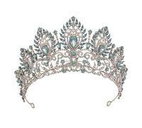 PVUVTNAHW Diadema Giallo Regina Diadema Corone da Sposa for Donne Diademi Abito da Sposa Corona Gioielli for Capelli Copricapo di Compleanno della Principessa(Gold Opal Green)