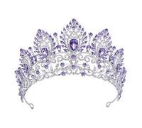 PVUVTNAHW Diadema Giallo Regina Diadema Corone da Sposa for Donne Diademi Abito da Sposa Corona Gioielli for Capelli Copricapo di Compleanno della Principessa(Silver Purple)
