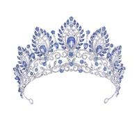 PVUVTNAHW Diadema Giallo Regina Diadema Corone da Sposa for Donne Diademi Abito da Sposa Corona Gioielli for Capelli Copricapo di Compleanno della Principessa(Silver Opal Blue)
