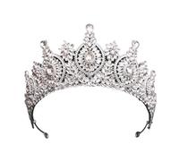 PVUVTNAHW Diademi Verdi Corone Copricapo da Sposa Corona Nuziale Gioielli for Capelli for Regali di Compleanno for Feste da Principessa Accessori for la Testa(Silver White)