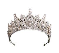 PVUVTNAHW Diademi Verdi Corone Copricapo da Sposa Corona Nuziale Gioielli for Capelli for Regali di Compleanno for Feste da Principessa Accessori for la Testa(Gold White)