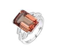 PVUVTNAHW Enorme anello da cocktail aperto regolabile in argento sterling 925 con taglio smeraldo da 6 carati e diamanti sintetici cangianti.