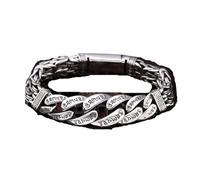 PVUVTNAHW Gioielli con Braccialetto Portafortuna retrò a Sei Caratteri da Uomo in Argento Sterling S925(24CM)