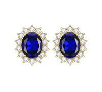 PVUVTNAHW Orecchini a bottone classici in argento sterling 925 con pietre preziose e zaffiri, gioielli raffinati for feste di nozze for le donne(Sapphire white)