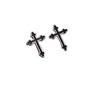 PVUVTNAHW Orecchini a bottone con croce gotica in argento sterling 925 retrò minimalista da uomo e da donna, gioielli da strada hip-hop