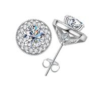 PVUVTNAHW Orecchini a bottone con diamanti Moissanite di colore D da 2,4 carati for donna, in argento sterling 925 placcato oro 18 carati