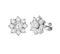 PVUVTNAHW Orecchini a bottone con moissanite di colore D da 2,8 carati for donna, in argento sterling 925, scintillanti gioielli da sposa(Silver)
