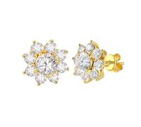 PVUVTNAHW Orecchini a bottone con moissanite di colore D da 2,8 carati for donna, in argento sterling 925, scintillanti gioielli da sposa(Gold)
