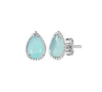 PVUVTNAHW Orecchini a bottone con pietra preziosa di calcedonio verde blu for donna Gioielli di lusso con gocce d'acqua in argento sterling 925