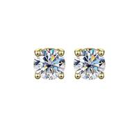 PVUVTNAHW Orecchini a bottone da donna in moissanite D VVS1 da 0,5/1/2 carati, placcati in oro 18 carati e argento sterling 925(Gold 2 Carat)