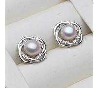 PVUVTNAHW Orecchini a bottone in acqua dolce naturale con perle da sposa, orecchini in argento 925 con perle for donna(White)