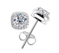 PVUVTNAHW Orecchini a bottone in argento sterling 925 con diamanti e moissanite di colore D da 5 mm e 1 carato, for donna, gioielleria raffinata
