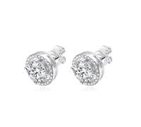 PVUVTNAHW Orecchini a bottone in argento sterling 925 con moissanite da 0,5-2 carati e diamanti di colore D, gioielli raffinati e scintillanti(Silver,0.5Ct Total 1 Carat)
